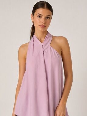 Club Monaco Mauve Crossover Halter Sleeveless Blouse Medium